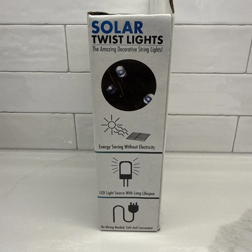Solar Twist Decorative String Lights - 200 Bright White LED Lights 72 ft - NEW